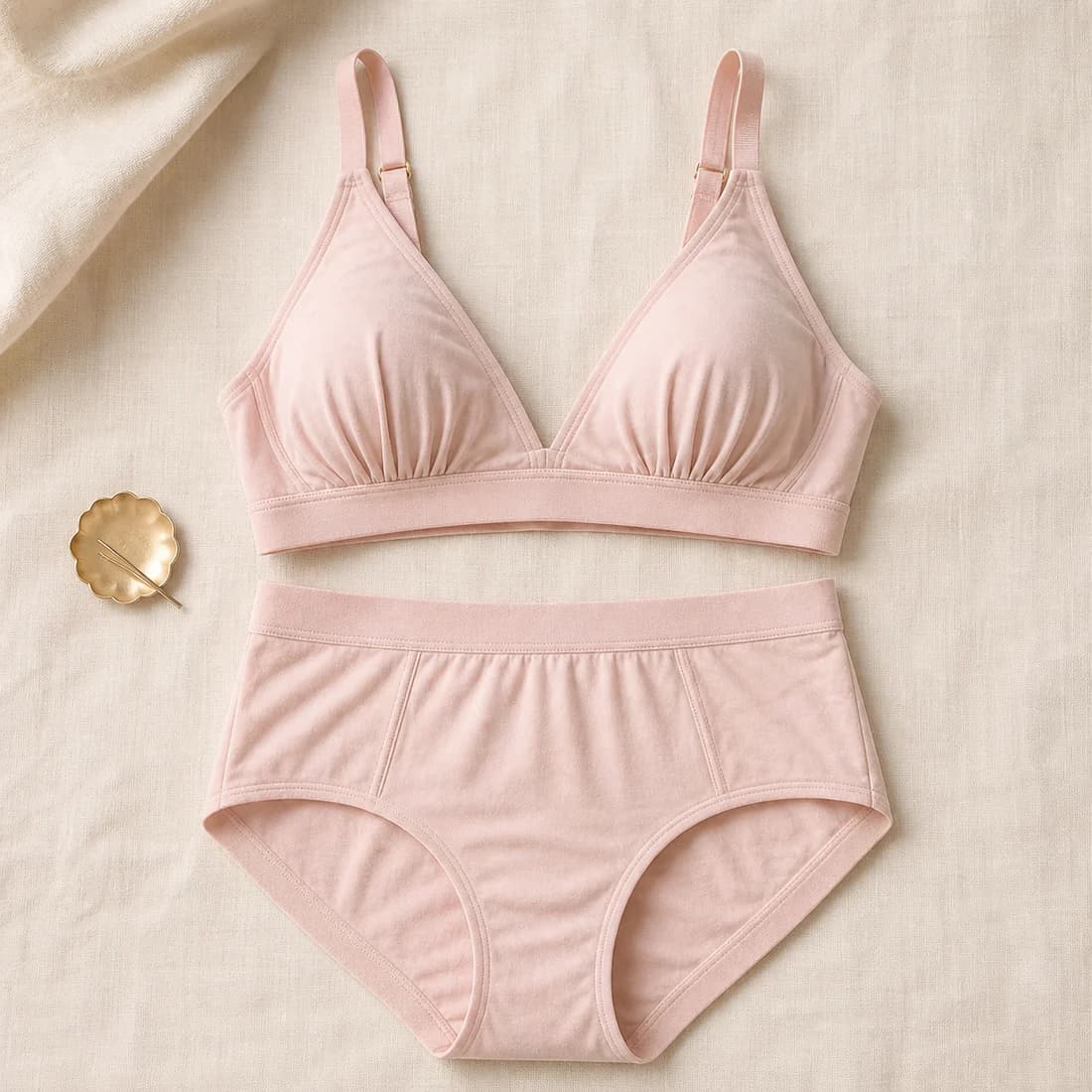 Neutral everyday comfort bra and underwear set